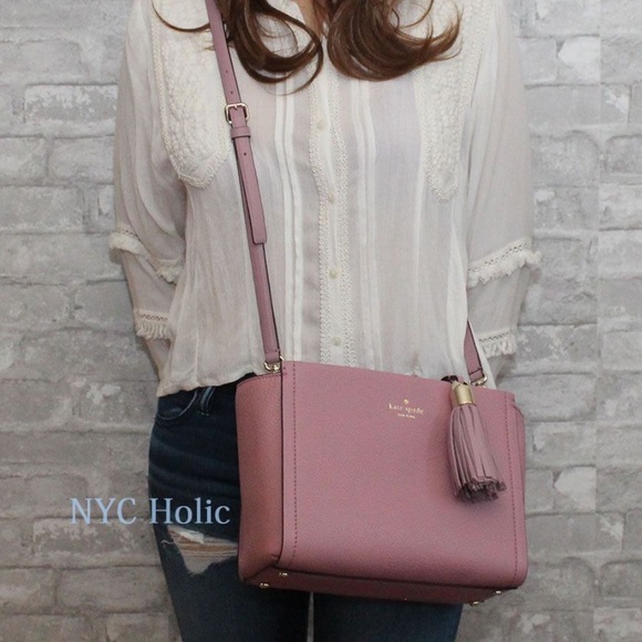 KATE SPADE CROSSBODY HANDBAG LEATHER WITH DETACHABLE STRAP & FOLD IN HAND STRAPS - Picture 4 of 17